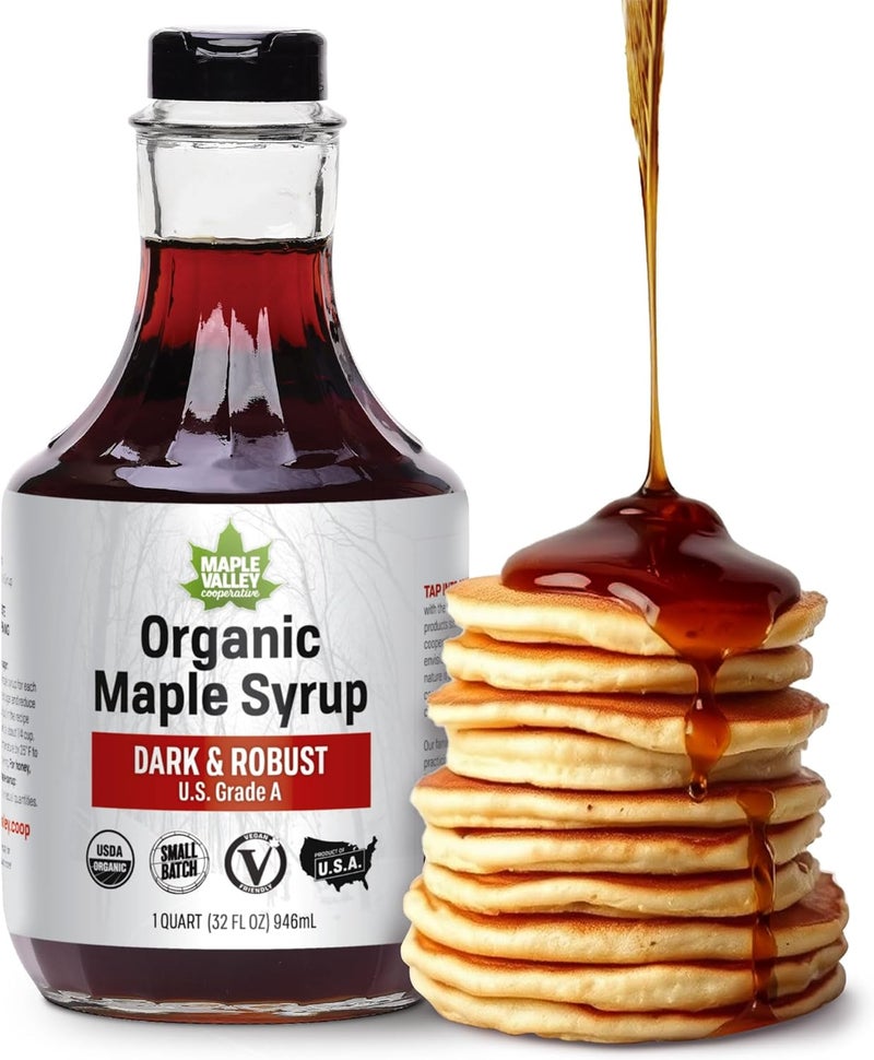 Maple Valley Cooperative Organic Maple Syrup - Grade A Dark & Robust, 32 oz - Image 1